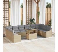 Runheo Ensemble de canapés de jardin 11 pièces Beige/Gris Clair Poly rotin Acier Revêtement en poudre Design modulaire Résistant aux UV pour terrasse, balcon, jardin, utilisation toute l'année