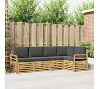 Runheo Ensemble de canapés d'extérieur 5 pièces en Bois d'acacia Massif Blanc et Anthracite, mobilier de Jardin modulable pour terrasse ou Balcon