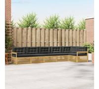 Runheo Ensemble de canapés d'extérieur 6 pièces en Bois d'acacia Blanc et Anthracite pour terrasse, Jardin ou Cour, mobilier d'extérieur Durable et Design Moderne pour Moments de détente et Partage