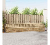Runheo Ensemble de canapés d'extérieur 6 pièces en Bois d'acacia Blanc et Beige, modulable pour terrasse ou Jardin, mobilier Robuste et élégant pour Moments de détente et Partage