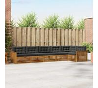 Runheo Ensemble de canapés d'extérieur 6 pièces en Bois d'acacia Naturel et Anthracite pour terrasse Jardin mobilier modulable Durable et Pratique pour Moments de détente et Partage