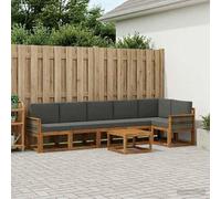Runheo Ensemble de canapés d'extérieur 7 pièces en Bois d'acacia avec Table, Couches modulables pour Jardins, patios ou Autour de la Piscine, Design Durable et résistant aux éléments naturels
