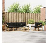 Runheo Ensemble de canapés d'extérieur 7 pièces en Bois d'acacia Blanc et Noir, mobilier Moderne pour Jardin terrasse Salon avec Coussins Amovibles et Design modulable pour Moments de Partage