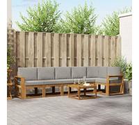 Runheo Ensemble de canapés d'extérieur 7 pièces en Bois d'acacia Gris Naturel et Clair pour Jardins, patios ou Autour de la Piscine, mobilier modulable, Design Durable et élégant