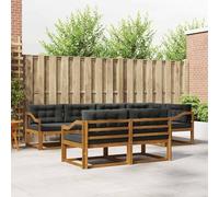 Runheo Ensemble de canapés d'extérieur 7 pièces modulables en Bois d'acacia Naturel et Anthracite, idéal pour Jardins, patios ou Coins Piscine, offrant Confort