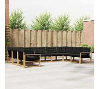 Runheo Ensemble de canapés d'extérieur 9 pièces en Bois d'acacia et Textile, Design Moderne pour terrasse, Jardin ou Balcon, mobilier Pratique et résistant aux intempéries