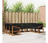 Runheo Ensemble de canapés d'extérieur 9 pièces en Bois d'acacia Massif et Textile résistants pour Jardin terrasse Salon ou Balcon, pour créer Un Espace Convivial et Confortable