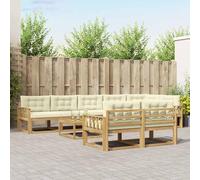 Runheo Ensemble de canapés d'extérieur 9 pièces en Bois d'acacia Massif, modulable, résistant aux intempéries, idéal pour Patio, Jardin ou terrasse, avec Coussins Confortables et Support Solide
