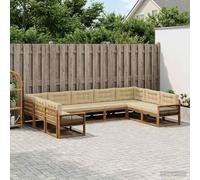 Runheo Ensemble de canapés d'extérieur 9 pièces en Bois d'acacia Naturel et Beige pour mobilier de Jardin Espace Lounge Patio terrasse Harmonie Moderne durabilité Pratique
