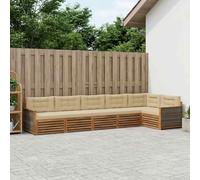 Runheo Ensemble de canapés d'extérieur en Bois d'acacia Massif 6 pièces Naturel et Beige pour terrasse et Jardin mobilier élégant et Durable idéal pour Moments de détente et Partage