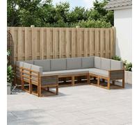 Runheo Ensemble de canapés d'extérieur modulables en Bois d'acacia Massif Gris Clair et Naturel pour Jardins et terrasses, mobilier pour Salon, terrasse, Patio, avec Rangement et Confort