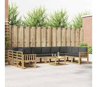 Runheo Ensemble de canapés d'extérieur modulaires 11 pièces en Bois d'acacia Massif Blanc et Anthracite pour Jardins, terrasses et espaces contemporains Adaptable et résistant aux intempéries
