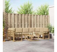 Runheo Ensemble de canapés modulaires d'extérieur 6 pièces en Bois d'acacia Massif pour Jardin terrasse Patio Piscine avec configurations Flexibles pour réunions familiales et détente en Plein air