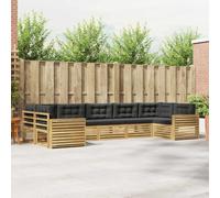 Runheo Ensemble de canapés modulaires d'extérieur 7 pièces en Bois d'acacia Massif Blanc et Anthracite Design Contemporain, résistant aux intempéries, idéal pour Jardins
