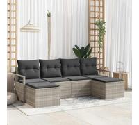 Runheo Ensemble de Canapés Sectionnels Extérieurs 6 pcs Gris Clair en Polyrotin, Modulable, Résistant aux UV, pour Jardin, Terrasse, Balcon, Capacité 4 Personnes