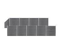 Runheo Ensemble de clôture WPC composite bois-plastique gris 1657x186 cm avec 90 panneaux, 11 poteaux aluminium, barrière cabine jardin terrasse extérieur occultant rigide séparation intimité