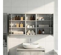 Runheo Ensemble de Meubles de Salle de Bain 3 pcs en Bois d'ingénierie 116 x 16 x 62,5 cm avec Miroir Double Face et éclairage LED, Rangement Ajustable pour lavabo