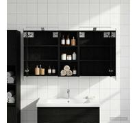 Runheo Ensemble de Meubles de Salle de Bain 3 pcs en Bois d'ingénierie avec Miroir Double Face et éclairage LED USB, Design Suspendu Compact 130 x 14,5 x 70 cm
