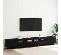 Runheo Ensemble de meubles TV à montage mural, noir, 260 x 35 x 40 cm, en bois, avec éclairage LED, centre de divertissement moderne pour le salon, étagère console 3 pièces