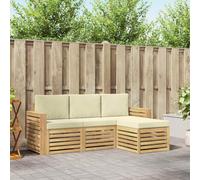 Runheo Ensemble de mobilier d'extérieur 4 pièces en Bois d'acacia Massif résistant aux intempéries pour terrasse Jardin Salon extérieur Composition Durable avec canapés et Pouf