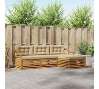 Runheo Ensemble de mobilier d'extérieur avec canapés, Pouf et Coussins en Bois d'acacia Massif Durable pour Jardin terrasse Balcon avec assises Confortables et Design modulable