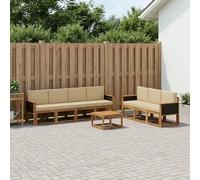 Runheo Ensemble de mobilier d'extérieur en Bois d'acacia Massif avec canapés, Table et Coussins 7 pièces pour terrasse Jardin Salon équipé de sièges modulables et Rangement Robuste