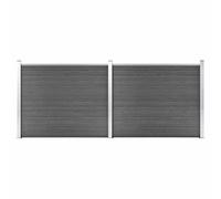 Runheo Ensemble de panneau clôture WPC composite 353x146 cm noir avec poteaux aluminium acier fixation modulable pour jardin terrasse balcon séparation intimité durable