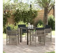 Runheo Ensemble de Salle à Manger de Jardin 5 Pièces, Gris Clair, en Poly Rotin Léger, pour Patio, Balcon, Mobilier Extérieur Durable, Résistant aux Intempéries