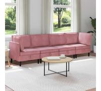 Runheo Ensemble de salon avec coussins en velours rose - Lot de 4 pièces avec espace de rangement et design ergonomique pour meubles de salon avec rembourrage en mousse et cadre en contreplaqué