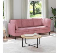 Runheo Ensemble de salon avec coussins et espace de rangement, 3 pièces, velours rose, cadre en contreplaqué, ergonomique, moderne, pour salon et chambre d'amis