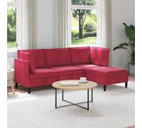 Runheo Ensemble de salon avec coussins et espace de rangement, 4 pièces, bordeaux, velours, contreplaqué, ergonomique, rembourré, moderne, avec table basse et rangement