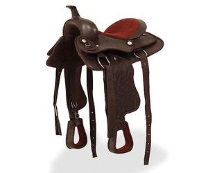 Runheo Ensemble de selle western en cuir véritable de 30,5 cm - Marron - Avec licol et pétalon - Comprend un arbre de selle, une sangle et une étrier - Convient pour la tension, la dressage, le saut