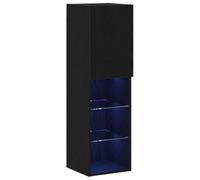 Runheo Ensemble Meuble TV 2 pcs Chêne Noir avec LED USB 30,5x30x102 cm pour Salon Chambre Meuble Console Centre de Divertissement