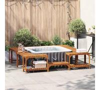 Runheo Entourage de Bain à remous Marron 230 x 230 cm pour Spa en Bois d'acacia Massif, Support extérieur Durable, Design Contemporain, Facile à Assembler, idéal pour Relaxation en Jardin