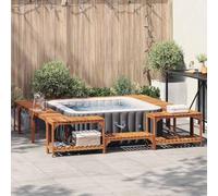 Runheo Entourage de Bain à remous Marron 255 x 255 x 55,5 cm en Bois d'acacia Massif Robuste, avec kit Complet pour Spa extérieur, Design Moderne