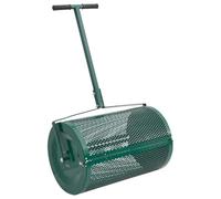 Runheo Épandeur à compost 75 l en acier vert Ø 40 x 60 cm avec poignée en T pour répartir uniformément le compost, la terre, le paillis dans le jardin pour l'entretien de la pelouse et la ventilation