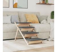 Runheo Escalier pour Chiens Gris 105x47 cm en Bois de Sapin Massif, Rampe Pliante antidérapante pour Aide à la montée, Descente, canapé, Voiture, Animaux de Compagnie, Senior, Handicap