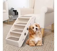 Runheo Escaliers Pliables pour Chiens et Chats Crème 62x40x49,5 cm, léger et Robuste, pour Animaux Senior ou ayant mobilité réduite, avec Pieds antidérapants pour Une Aide à la montée