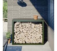 Runheo Étagère à bûches verte en acier - 100 x 40 x 80 cm - Support pour bois de chauffage - Avec beaucoup d'espace de rangement pour la maison, le jardin, la terrasse, le balcon, l'intérieur et