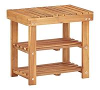 Runheo Étagère à chaussures en bois massif d'acacia 50 × 32 × 45 cm avec 2 étagères et étagère stable pour couloir, vestiaire, garde-robe, peu encombrant et robuste, couleur bois naturel pour l'ordre