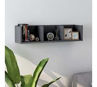 Runheo Étagère Murale à CD Gris Bois d'ingénierie 75x18x18 cm Support Rangement bibliothèque Flottant Design Moderne pour Salon Chambre Bureau avec 3 Compartiments Espace Gain Place