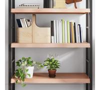 Runheo Étagère Murale en Bois de chêne Massif Marron Clair Finition Vernie 80x50 cm Charge 32 kg Support Rangement bibliothèque Cube décor Salon Chambre Bureau