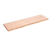 Runheo Étagère murale, marron clair, 140 x 40 x (2-4) cm, en chêne massif traité, pliable, bord naturel, style rustique, polyvalente, pour salon et chambre à coucher