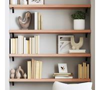 Runheo Étagère murale marron clair 80 x 30 x (2-4) cm en chêne massif traité, design rustique, pour salon, chambre à coucher, salle de bain, charge maximale : 20 kg