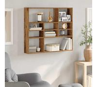 Runheo Étagère Murale Vieux Bois en Bois d'ingénierie 90x16x78 cm avec 9 Compartiments Rangement Multifonction pour Salon Chambre Bureau décoration et optimisation Espace