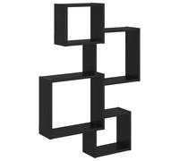 Runheo Étagères Cube murales en Bois d'ingénierie Noir 64 x 13,5 x 91,5 cm, Support de Rangement Multifonction pour Salon Bureau Chambre, Design Moderne
