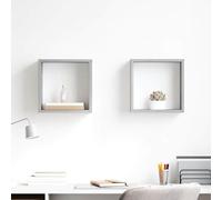Runheo Étagères Cube murales Gris béton en Bois d'ingénierie 30x15x30 cm 2 pcs, Support Rangement Flottant pour Salon Chambre Cuisine Bureau, Design Niche décorative Invisible