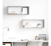 Runheo Étagères murales Cube 2 pcs Gris béton Bois d’ingénierie 60 x 15 x 23 cm Support Rangement Flottant Invisible Design pour Salon Chambre Bureau décoration intérieure