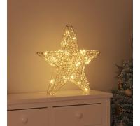 Runheo Étoile en 3D avec 50 LED Blanc Chaud 55 x 52.5 x 9 cm Pet décoration de Noël élégante Lumineuse intérieure extérieure Ambiance Festive