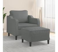 Runheo Fauteuil avec tabouret gris foncé - Fauteuil lounge en tissu de 60 cm de large - Ensemble de meubles rembourrés confortables pour le salon - Structure robuste - Idéal pour se détendre